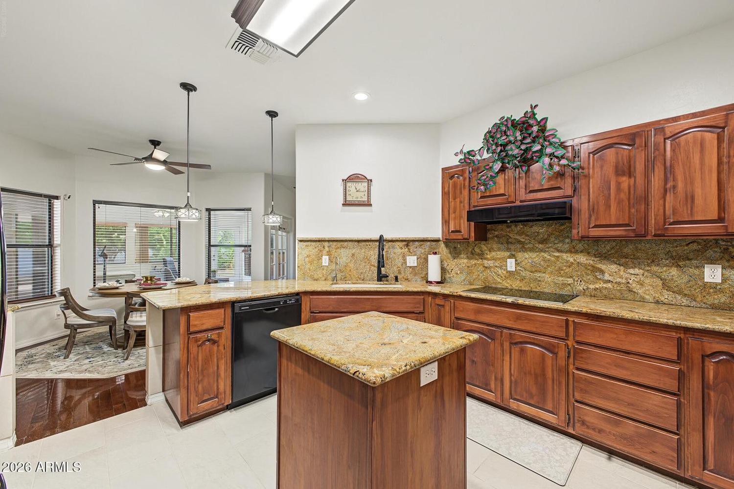 Kitchen island with granite countertop