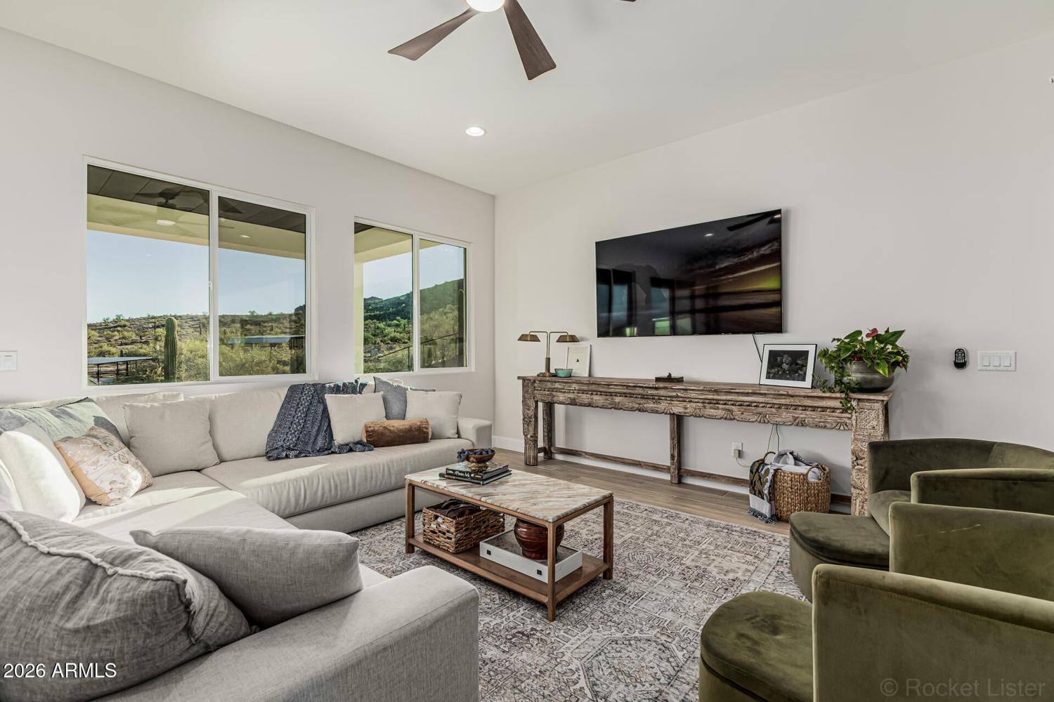 Great room, open to the kitchen and dining